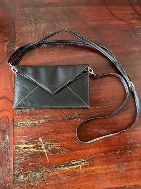 Nappa Originals Black Leather Envelope RFID Crossbody Wallet